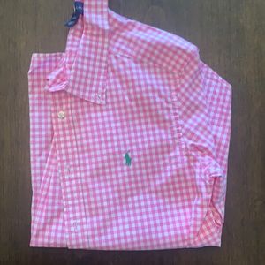 Ralph Lauren Pink and plaid button down (sz 14-16)